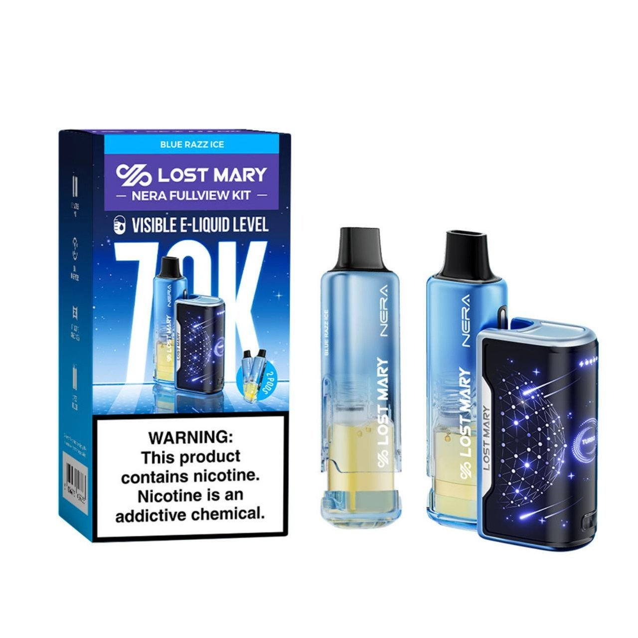Blue Razz Ice Lost Mary NERA Vape Kit 70000 Puffs Disposable