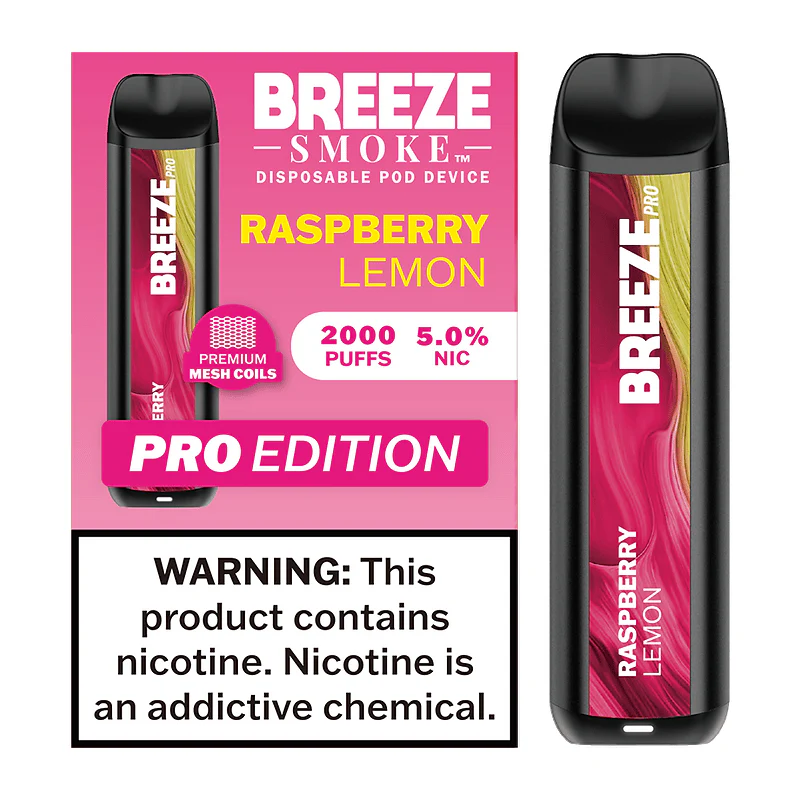 Raspberry Lemon - Breeze Pro 2000 Puffs - 5% NIC - Disposable Vape