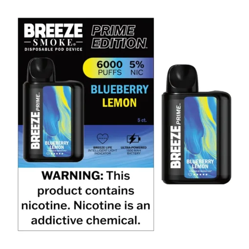 Blueberry Lemon - Breeze Prime 6000 Puffs - 5% NIC - Disposable Vape