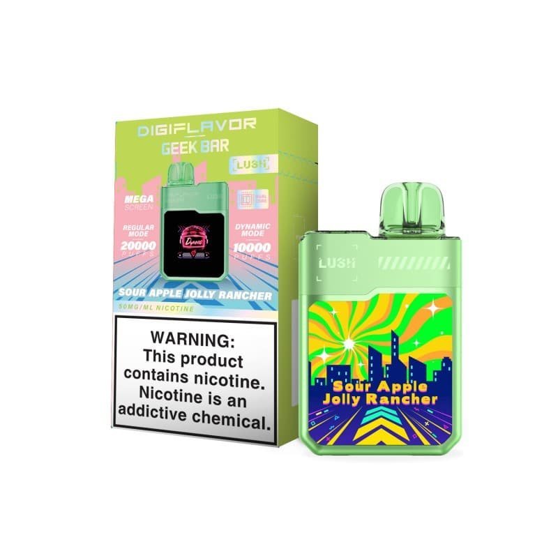 Geek Bar Sour Apple Jolly Rancher DigiFlavor LUSH 20K Disposable Vape