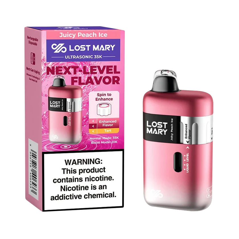 Juicy Peach Ice Lost Mary Ultrasonic 35000 Puffs Disposable Vape