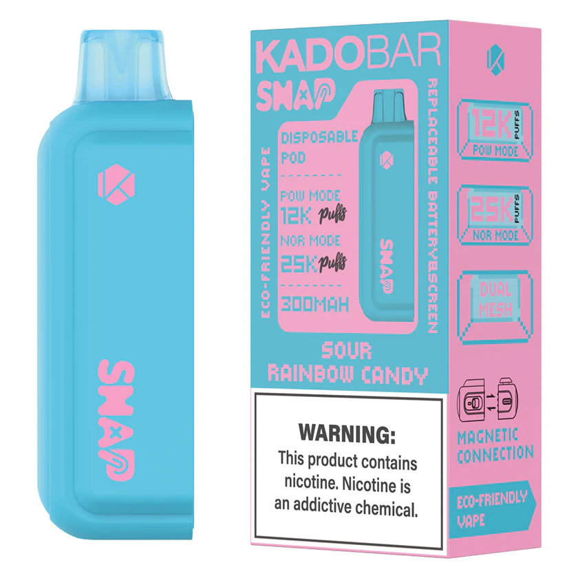 Kado Bar Snap Sour Rainbow Candy 25K Puffs - 5% Nic Pod (Add-On Battery, Not Included)