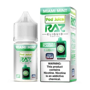 Miami Mint Pod Juice X Raz Salt E Liquid - 30ML