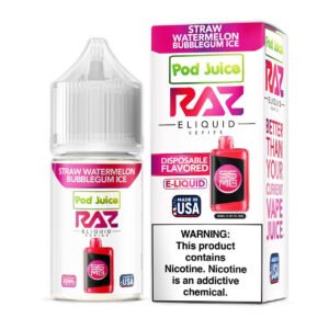 Strawberry Watermelon Bubblegum Ice Pod Juice X Raz Salt E Liquid - 30ML